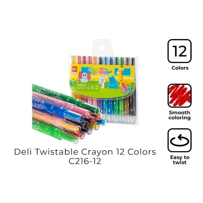Deli Twistable Crayon 12 Colors C216-12