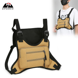 UPGREE Mens Chest Bag Cycling Vest Bag Outdoor Hiking Bag Waterproof Phone Bag Multifunctional Travel Shoulder Bag Lightweight Sports Fitness Backpack Casual Bag