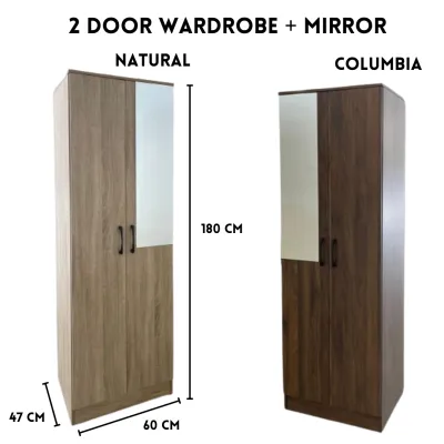 GR Furniture 2 And 3 Door Wardrobe Cabinet Cupboard Clothes with Hanging Rod And Shelf Walnut Oak Color