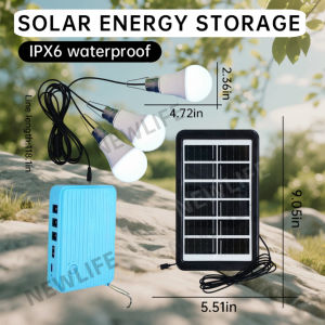 Solar Energy Panel With 3 Light Bulbs 3W 5V Waterproof LED Charging Camp Tent Hanging Light