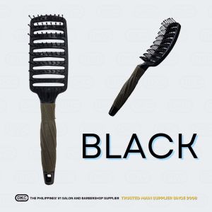 DKC Curved Vent Brush Detangle Styling Hair Brush Nylon Bristles Anti Slip Rubber HandleWet and Dry