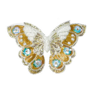 Environmentally Friendly Glittering Butterfly Iron On Design With Beads For Kids Crafts And Clothing