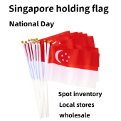 【SG Local】 Wholesale 14*21cm Singapore Waving Hand Flag NDP Plastic Cloth National Day Celebration Mini Flag