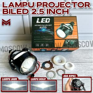 LAMPU UTAMA BILED PROJECTOR ORIGINAL MOSCOW BILED 2.5 INCH PREMIUM JAUH DEKAT CAHAYA PUTIH SUPER TERANG 40 WATT INCLUDE KIPAS DAN KARET TINGGAL PASANG HEADLAMP LAMPU DEPAN LASER BILLED MINI 2.5IN UNIVERSAL BISA UNTUK MOTOR MOBIL DLL PREMIUM HIGH QUALITY