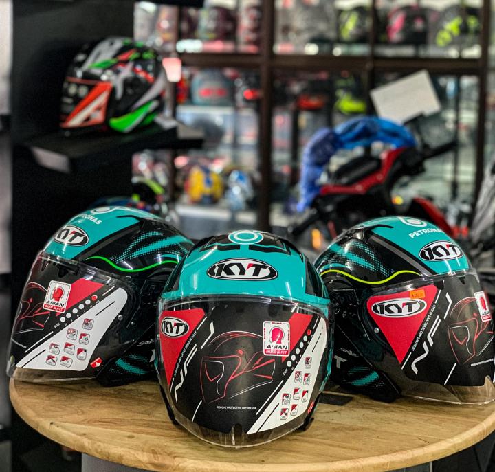 Visor Kyt Petronas Nfj Nón 3/4 KYT NF-R Radar Aqua Blue Phu Kien Phuot