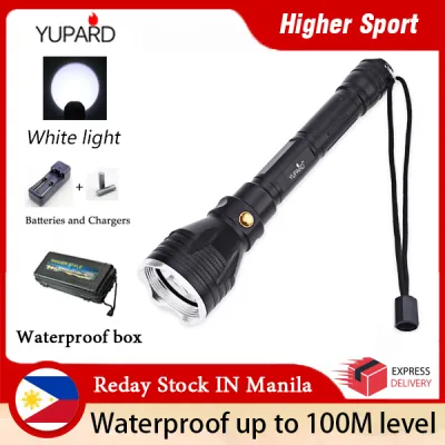 Yupard 1200LM diver diving 100 meters underwaterflashlight waterproof and strong light XM-L2 LED whiteiaht 18650 original battery fishing camping riding