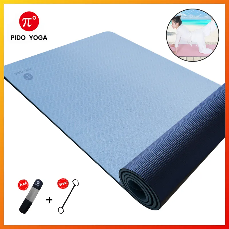 FUYOGI PIDO Yoga Mat Eco Friendly TPE Non Slip Yoga Mats by SGS  Certified,72 x24 inch 6mm Extra Thick for Yoga Pilates Fitness Exercise Mat