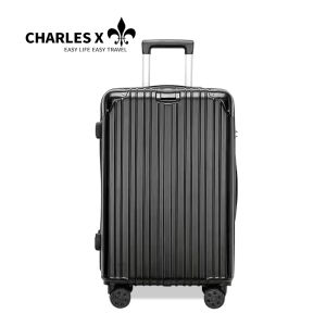 CHARLES X Travel Case 20/24 Inch Suitcase Lightweight Carry On Hand Luggage Lightweight Waterproof Trolley Case 4 Wheels 360 Degree Swivel Ultra Quiet Wheels