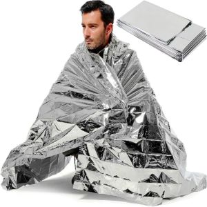 Selimut Darurat Poliester Perak 130 x 210 cm Tahan Air Selimut Termal Peralatan Pertolongan Pertama Aplikasi Universal