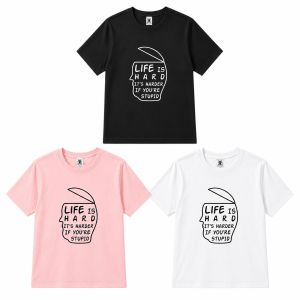 Womens Plus Size Life Is Hard Graphic Crew Neck Quick Dry Sports T-Shirt OM260