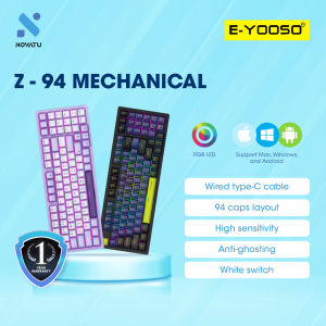 E-YOOSO Z-94 Keyboard Mechanical Gaming 90% Wired Type C Cable Transparan White Switch and Red Switch
