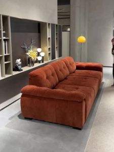 Adjustable Backrest Sofa Large Sitting Depth Frosted Fabric Sofa Living Room Villa Straight Row Combination Design Italian Minimalist