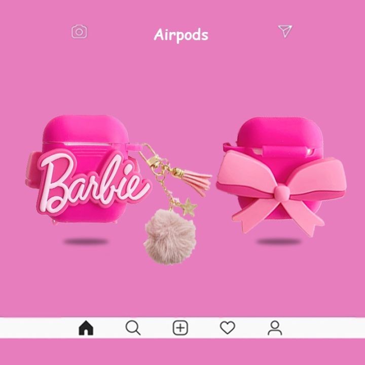 Pink Barbie Airpods Case AirPod 1 2 3 Pro Case Cute Cartoon Earbuds