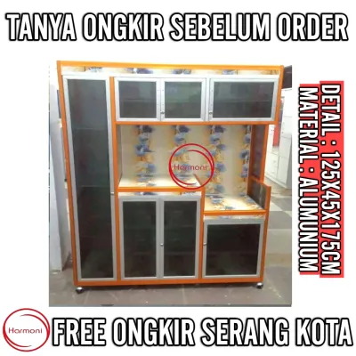 RAK SAYUR ALUMUNIUM 4 PINTU 125X45X175CM RAK PIRING ALUMUNIUM 4 PINTU FREE ONGKIR SERANG KOTA LEMARI SAYUR ALUMUNIUM 4 PINTU