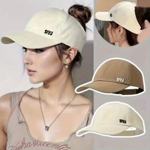 GOUPDO Casual Summer Womens Ponytail Hat Versatile with Open Top Back Opening Design Hat High Quality Letter Embroidery Sun Protection Hat