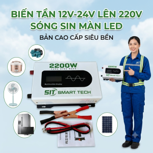 Biến Tần Kích Điện SIT 2200W 12V-24V Sang 220V Sóng Sin Tinh Khiết Màn Hình LED Cao Cấp