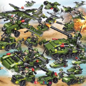 Army Tnak Truck Helicopter Multiple Model Building Block Toys for Boys Childrens Day Gift