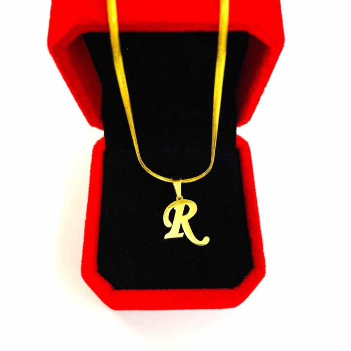 Stainless Gold Necklace Letter R Flat SnakeChain | Lazada PH