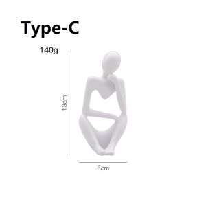 Modern Nordic Abstract Thinker Statue Resin Figurine Office Home Decoration Desktop Decor Crafts Art Mini Sculpture Accessories Gift
