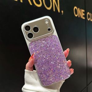 Glitter Sparkle Mirror Large Camera Window Phone Case Luxury Bling Shockproof Anti‑Drop Protective Cover For iPhone 15 16 17 Pro Max