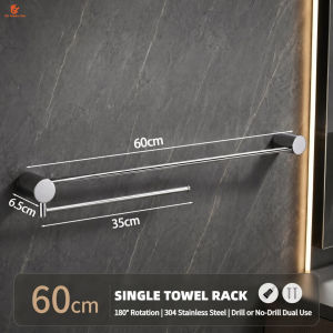 SG Stock Swivel Double Towel Rack 180° Rotating Wall Mount Stainless Steel Towel Bar for Bathroom Kitchen Holder
