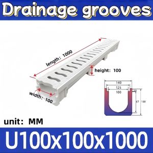 Drainage ditch U-shaped channel finished resin drainage ditch U-shaped channel HDPE linear kitchen drainage channel rainwater drainage ditch channel