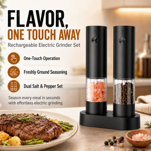 Rechargeable Electric Salt and Pepper Grinder Set for Steak Pasta Salad Everyday Cooking