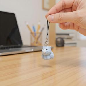 [fenggongshuode] Flocking Penguin Hippopotamus Animal Keychains Phone Lanyard Resin Cute Tiger Beaver Bear Rhinoceros Bag Earphone Case Pendant