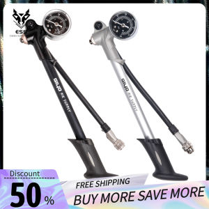 【ESS】 300PSI Máy bơm không khí cao cấp với áp suất kế Hướng dẫn sử dụng bơm xe đạp để bơm hơi cho phuộc phù hợp với Schrader với Psi / bar Gauge Bleeder Ống có thể gập lại GS02D