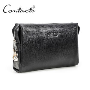 CONTACTS Genuine Cowhide Leather Fashionable Mens Clutch Bag Handbag Anti-theft Password Lock Mens Storage Bag Wallets
