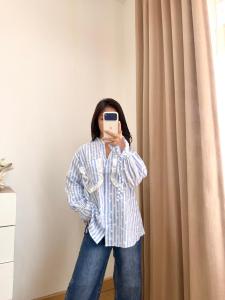 NANDO ATASAN KEMEJA SALUR WANITA MOTIF BUNGA FULL KANCING KERAH MANDARIN FASHIONABLE
