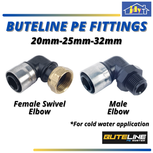 Buteline PE Fitting Female Swivel Elbow Male Elbow 20mm 25mm 32mm for
