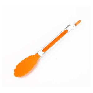 Silicone Cooking Tongs Stainless Steel Food Clip Heat-Resistant BBQ Kitchen Tool