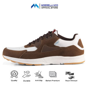Moerelli &Co Sepatu Sneakers Pria Sopicky Natural Sneakers Pria Brand Lokal Kasual Pria Cokelat MR 6160