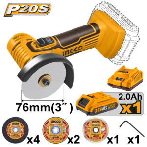 INGCO 20V 3" CORDLESS MINI CUT OFF TOOL | ANGLE GRINDER | CAGLI76012 CAGLI7601