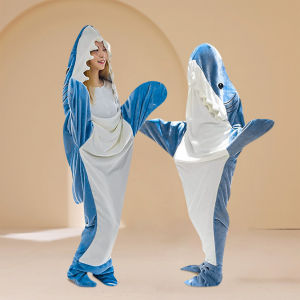 Shark Onesie Blanket Wearable Shark Blanket Hoodie Super Soft Flannel Home Animal Tail Sleeping Bag for Boys 鲨鱼连体睡衣