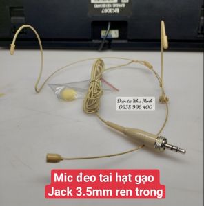 Mic Đeo Tai Hạt jack cắm 3.5mm stereo ren trong  Micro hạt gạo có độ nhạy cao  màu da  nhỏ ngọn