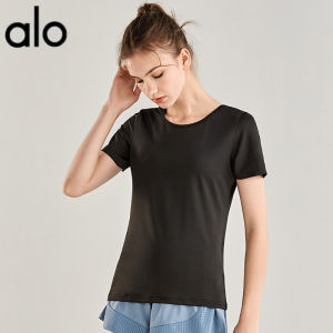 Al0-yoga Cross-border Summer Sports Top for Women Loose Running Cover-up Gym Quick-dry T Slimming Yoga Shirt Short Sleeve  -ALO-ALO