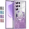 for Galaxy S25 Ultra Case,Compatible with MagSafe,Clear Magnetic Glitter Gradient Sparkle Luxury Plated Soft TPU Bumper Full Camera Lens Protector Phone Case for Samsung S25 Ultra/S25 Edge/S25 Plus/S24 FE/S24 Ultra/S24+/S23 Ultra/S23+. 