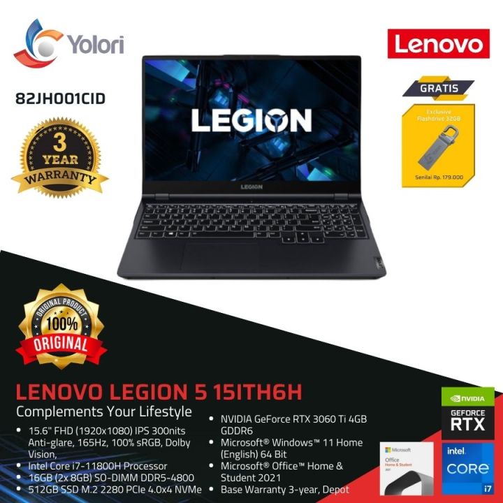 Lenovo Legion 5 15ITH6H I7-11800H 16GB 512GB Nvidia RTX 3060 6GB ...