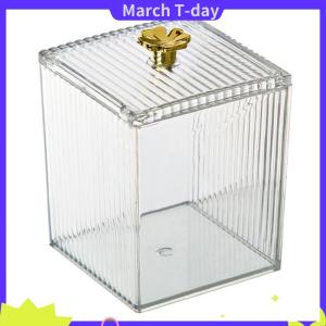 March Makeup Storage Organizer Bathroom Jar Cotton Swab Storage Square Container Cotton Puff Storage Box Cosmetic Cotton Box
