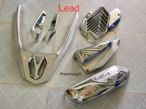 COMBO BỘ ỐP PHỤ KIỆN TRANG TRÍ DÙNG CHO ĐỜI XE LEAD 2022 2023 2024 CROM ( 5 MÓN : CHE PÔ BẦU E KÉT NƯỚC TAY DẮT GÁC CHÂN SAU )