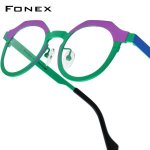 FONEX Titan nguyên chất Gọng kính nam 2025 thời trang mới thiết kế thương hiệu cổ điển kính tròn nữ hoài cổ Chất lượng cao Nhật Bản kính mắt cho mắt 85833