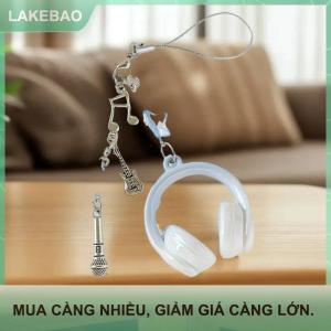【LAKEBAO】 Ins phong cách âm nhạc tai nghe hình dạng Keychain điện thoại di động chuỗi quyến rũ Mặt dây chuyền Keyring trang sức cho cô gái phụ nữ Quà Tặng túi trang trí