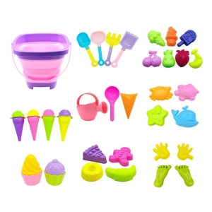 Beach Sand Toy Set Includes Collapsible Sand Bucket and Animal Molds Sand Toy Storage Bag for Kids Outdoor Fun