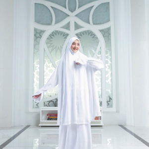 NAIMA Mukena Dagu Tertutuo Crinkle Airflow Ukuran Jumbo Setelan Berlengan Model Terbaru 2024/ Mukenah Menutup dagu malaysia Free Tas/ Mukena Haji dan Umroh Crinkle Airflow