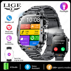 LIGE Smart Watch for Men 2.01 inch TFT IPS HD Screen 400mAh Big Battery Bluetooth Call IP68 Waterproof 100+ Sports Fitness Tracker