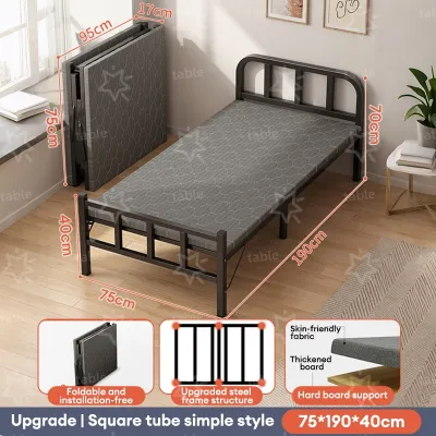 Table Trove.PH Folding Bed Metal Foldable Bed Queen/Single Bed Frame Bed Head With Soft Pad Living Room Office