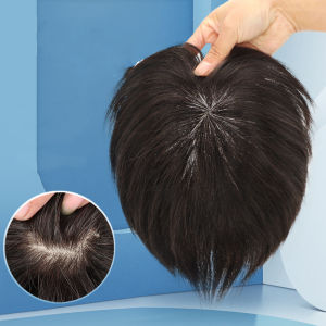 TSE Mens Wig Piece short real hair top hair replacement wigs patch natural seamless invisible blank replacement block silk base net RW102