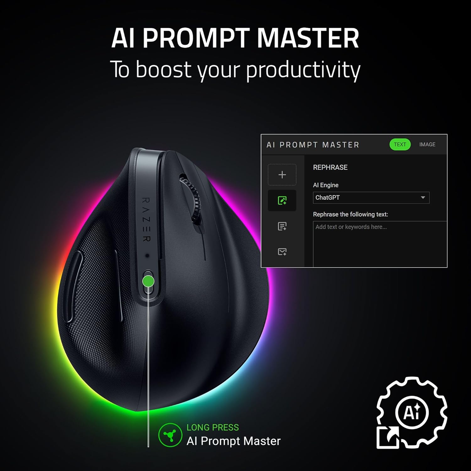 Razer Pro Click V2 - Wireless Productivity Mouse - Vertical Edition